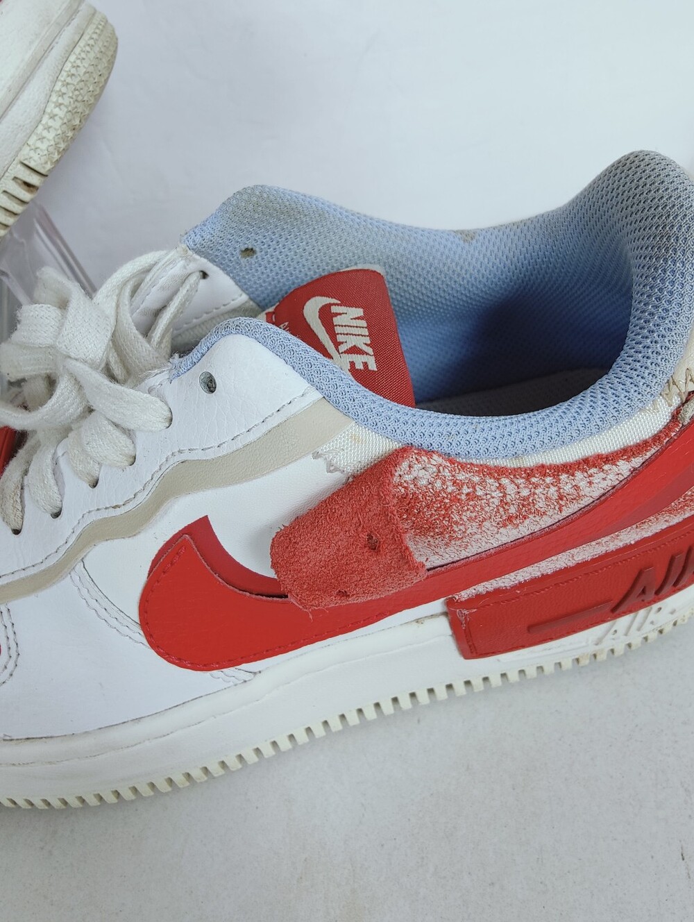 Nike Women's Air Force 1 Low Shadow 'Red Cracked Leather' Sneakers, 7.5 - Picture 8 of 10